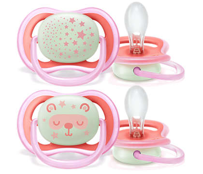 Philips Avent Chupeta Silicone Ultra Air 6-18m Girl Noturnas x2