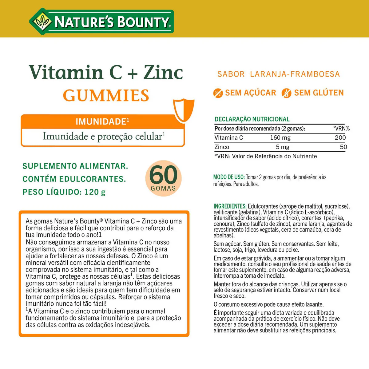 Natures Bounty Vitamina C+Zinco 60 Gomas - Image 2