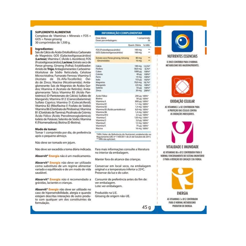 Absorvit Energia 30 Comprimidos - Image 2