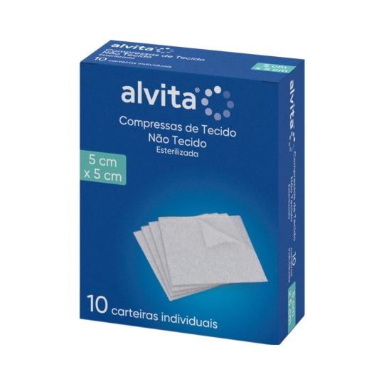 Alvita Compressas Esterilizadas Tecido não Tecido 5x5cm X10