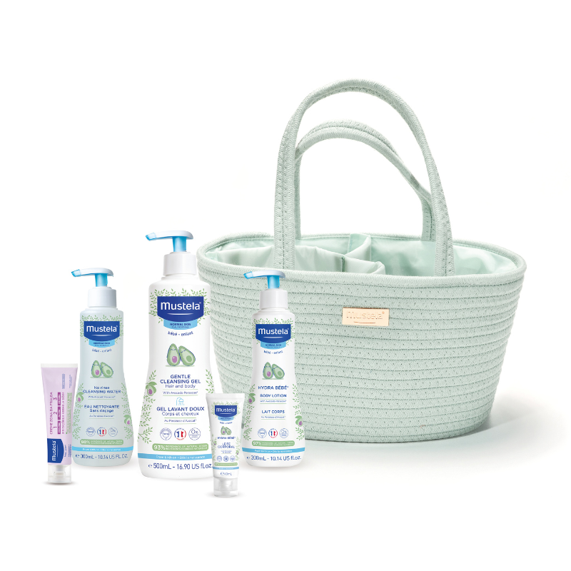 Mustela Bebé Cesta Essenciais Menta | 5 produtos Mustela para Recém-Nascido