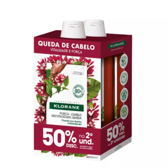 Klorane Capilar Champô Com Quinina & Edelvaisse Bio 800ml (2x400ml)