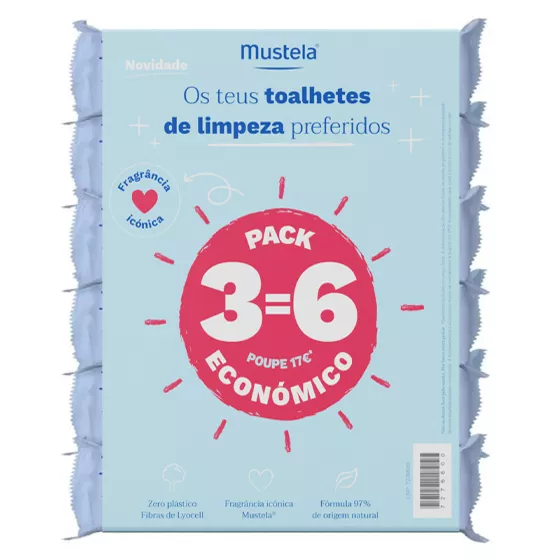 Mustela Bebé 60 Toalhitas Limpeza Perfumadas Pack 6