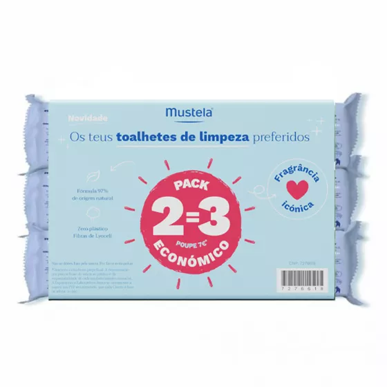 Mustela Bebé Toalhitas Limpeza Perfumadas x60 Pack 3