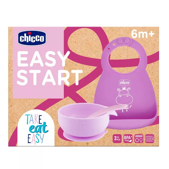 Chicco Easy Start - Conjunto de Papa de Silicone Rosa 6M+