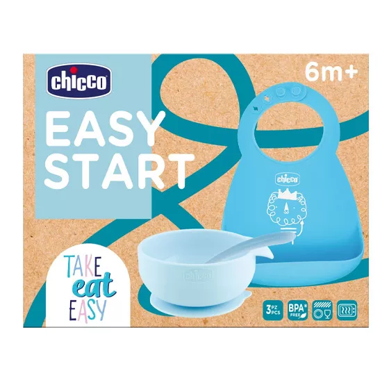 Chicco Easy Start - Conjunto de Papa de Silicone Azul 6M+