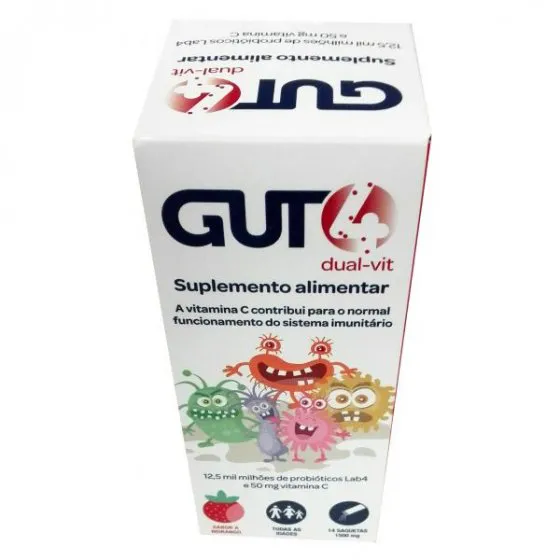Gut4@ Dual-Vit Saquetas Pó Morango x14