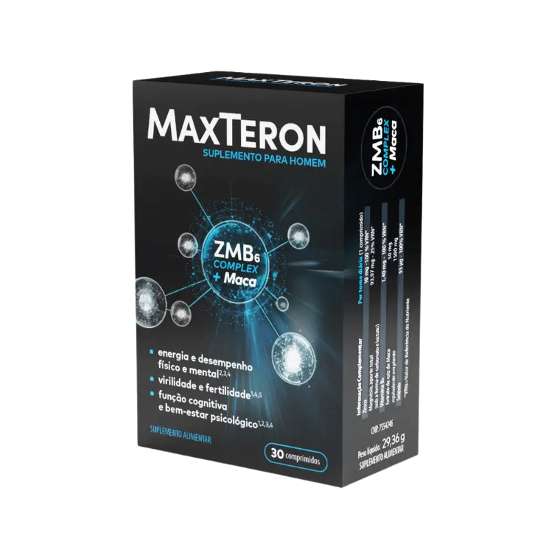 MaxTeron Suplemento Homem Energia e Libido 30 Comprimidos