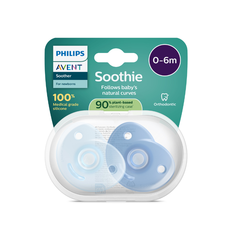 Philips Avent Soothie Chupeta Azul 0-6 Meses | Silicone Médico 2 Unidades