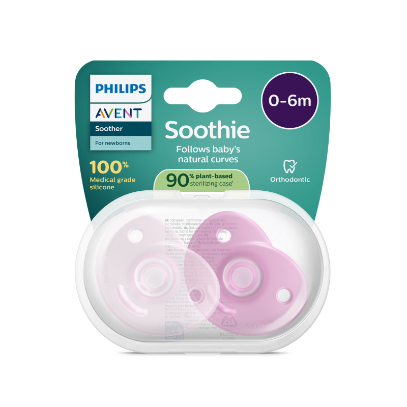 Philips Avent Soothie Chupeta Rosa 0-6 Meses | Silicone Médico 2 Unidades