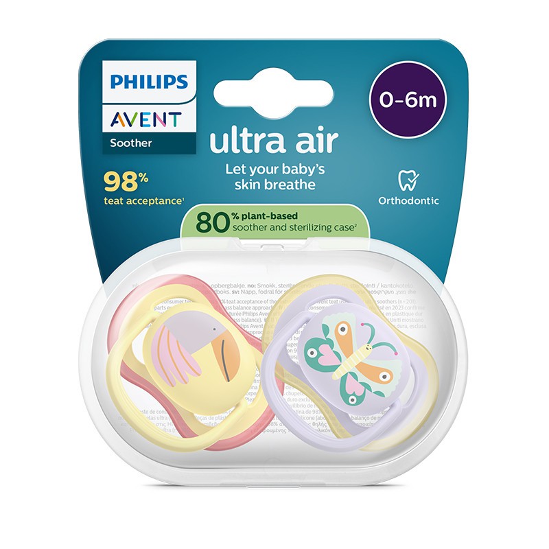 Philips Avent 2 Chupetas Eco UltAir Deco 0-6M  Rosa X2
