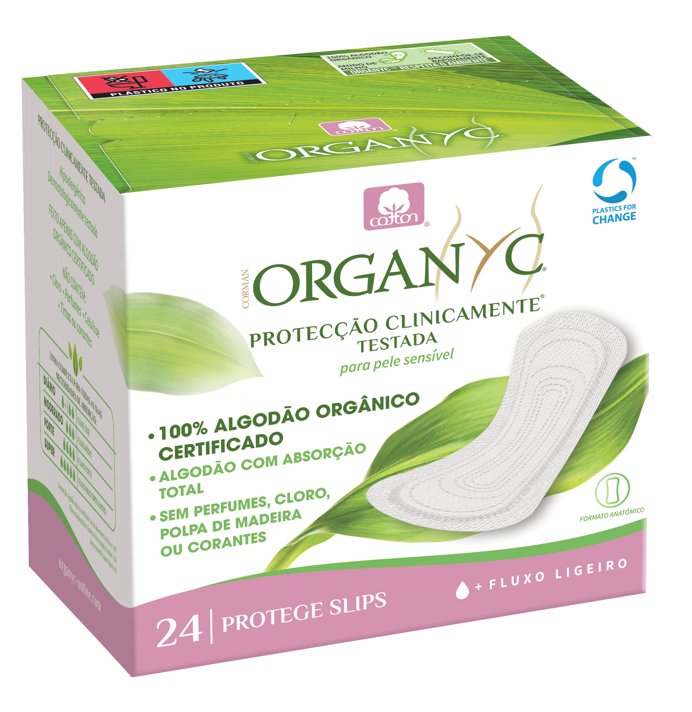 Organyc Pensos Protetores Slips Ligeiro Saquetas X24