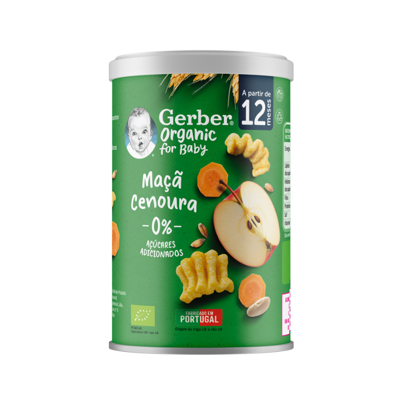 Gerber Bio Nutripuffs Maçã/Cenoura 35g    12M+