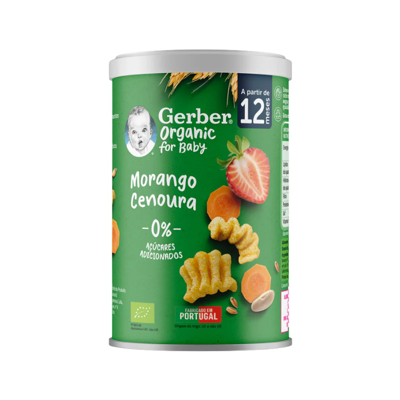 Gerber Organic Snack Morango e Cenoura 35G   12M+